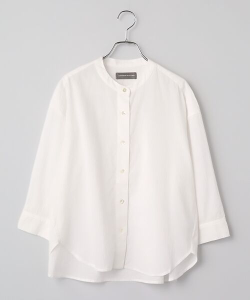 LOGEMENT DE CLAIRE / ロジュモンドクレール シャツ・ブラウス | 7分袖バンドカラーシャツ（オフホワイト）