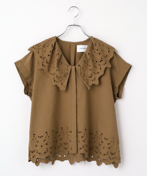 LOGEMENT DE CLAIRE / ロジュモンドクレール シャツ・ブラウス | 【LOURMARIN】スカラップ刺しゅうブラウス（モカ）