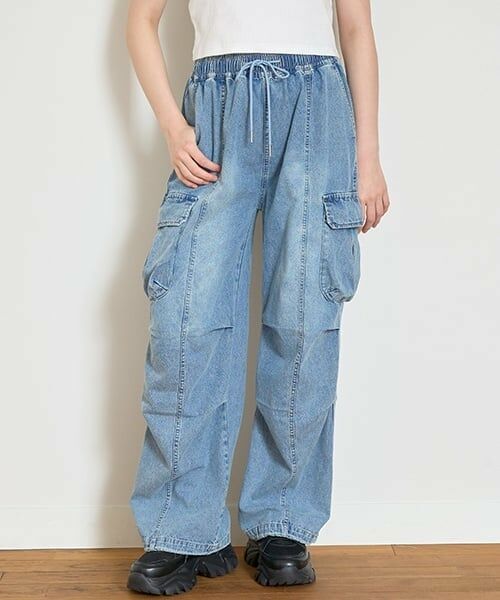 Lovetoxic / ラブトキシック その他パンツ | 【LTXC】【接触冷感/ひんやり】デニムカーゴパンツ（ブルー）