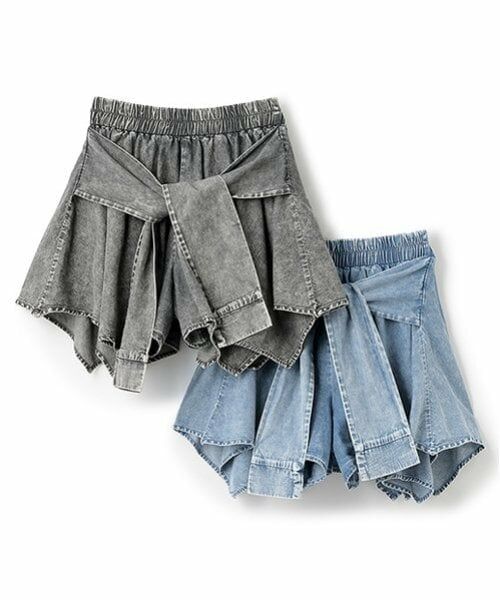 Lovetoxic / ラブトキシック ショート・ハーフ・半端丈パンツ | 【LTXC】シャツ巻き風デニムキュロット | 詳細11