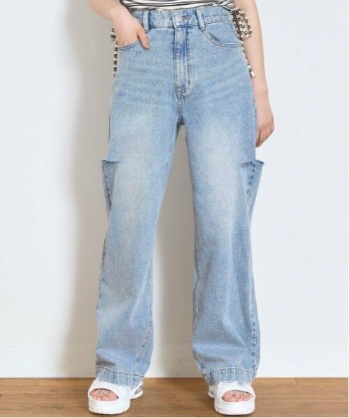 Lovetoxic / ラブトキシック その他パンツ | 【LTXC】ダメージデニムワイドパンツ（サックス）