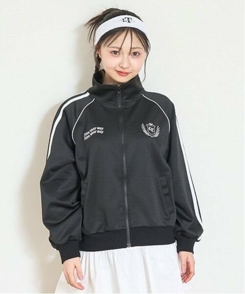 Lovetoxic / ラブトキシック カーディガン・ボレロ | 【LTXC】【akane】【接触冷感/ひんやり】トラックジャケット（黒）