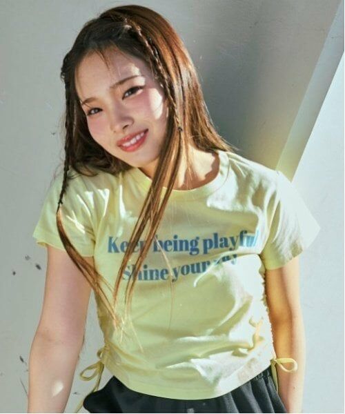 Lovetoxic / ラブトキシック Tシャツ | 【LTXC】【akane】【吸水速乾/さらさら】ドロストTシャツ（黄）