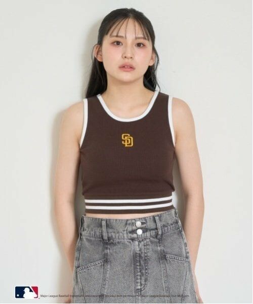 Lovetoxic / ラブトキシック キャミソール・チューブトップ | 【LTXC】【MLB】【吸水速乾/さらさら】カップつきタンク（茶）