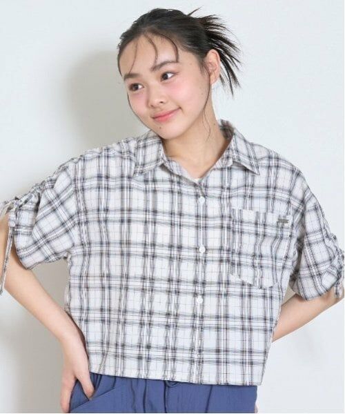 Lovetoxic / ラブトキシック シャツ・ブラウス | 【LTXC】ドロスト半袖チェックシャツ（オフ ホワイト）