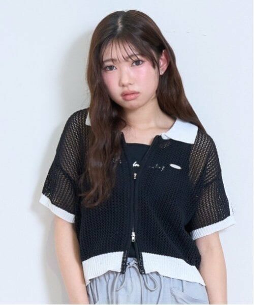 Lovetoxic / ラブトキシック カーディガン・ボレロ | 【LTXC】ラインメッシュカーデ（黒）