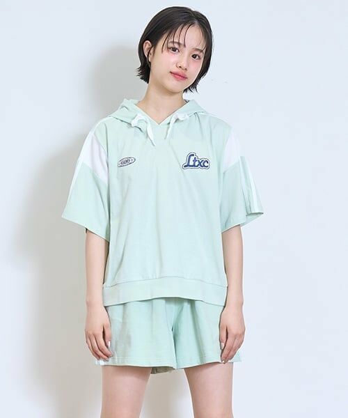 Lovetoxic / ラブトキシック パーカー | 【LTXC】【GOODPRICE】【綿100％】ラインパーカセットアップ（エメラルド グリーン）