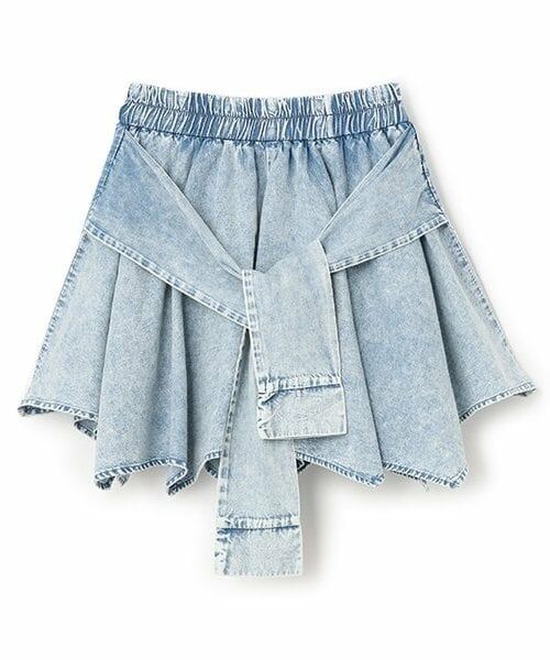 Lovetoxic / ラブトキシック ショート・ハーフ・半端丈パンツ | 【LTXC】腰巻き風デニムキュロット（ブルー）