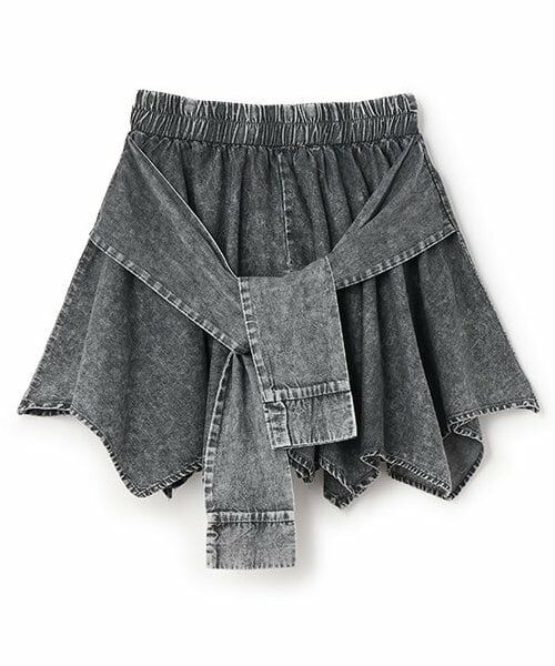 Lovetoxic / ラブトキシック ショート・ハーフ・半端丈パンツ | 【LTXC】腰巻き風デニムキュロット（グレー）