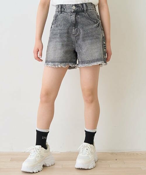 Lovetoxic / ラブトキシック ショート・ハーフ・半端丈パンツ | 【LTXC】スタッズデニムショートパンツ（グレー）