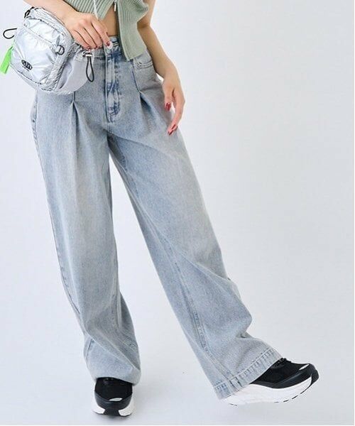 Lovetoxic / ラブトキシック その他パンツ | 【LTXC】タックワイドデニムパンツ（ブルー）