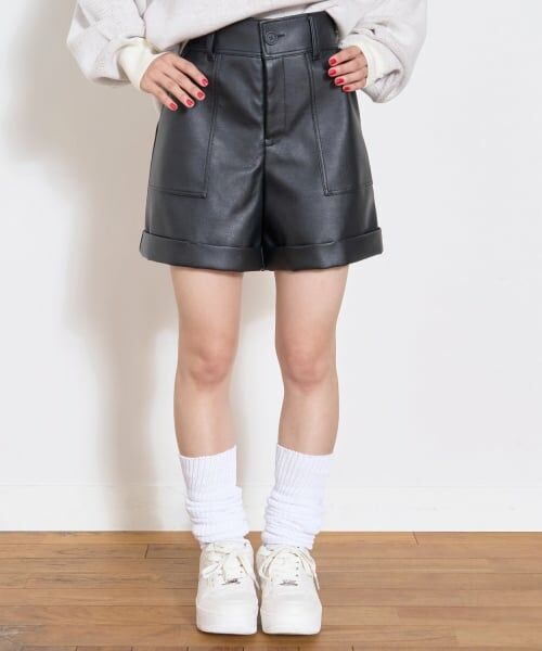 Lovetoxic / ラブトキシック ショート・ハーフ・半端丈パンツ | 【LTXC】合皮ショートパンツ（黒）