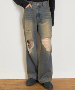 Lovetoxic / ラブトキシック その他パンツ | 【LTXC】ダメージデニムワイドパンツ