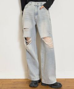 Lovetoxic / ラブトキシック その他パンツ | 【LTXC】ダメージデニムワイドパンツ
