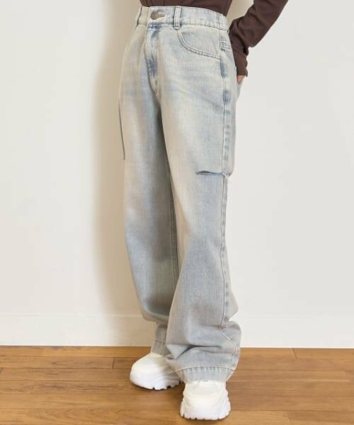 Lovetoxic / ラブトキシック その他パンツ | 【LTXC】ダメージデニムワイドパンツ | 詳細1