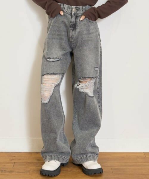 Lovetoxic / ラブトキシック その他パンツ | 【LTXC】ダメージデニムワイドパンツ | 詳細5