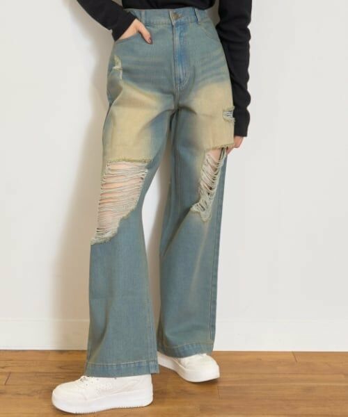 Lovetoxic / ラブトキシック その他パンツ | 【LTXC】ダメージデニムワイドパンツ | 詳細6