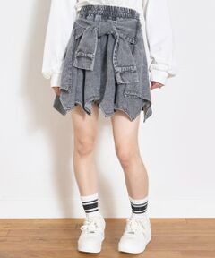 【LTXC】腰巻き風デニムキュロット