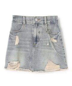 Lovetoxic / ラブトキシック ミニ・ひざ丈スカート | 【LTXC】チェーンつきダメージデニムミニスカート