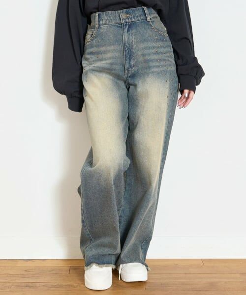 Lovetoxic / ラブトキシック その他パンツ | スタッズフリンジデニムパンツ | 詳細1