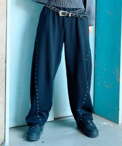 【LTXC】【起毛】スタッズカーブスウェットパンツ