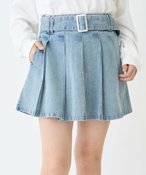 Lovetoxic / ラブトキシック ショート・ハーフ・半端丈パンツ | 【LTXC】美脚見えベルトつきデニムプリーツスカート | 詳細2