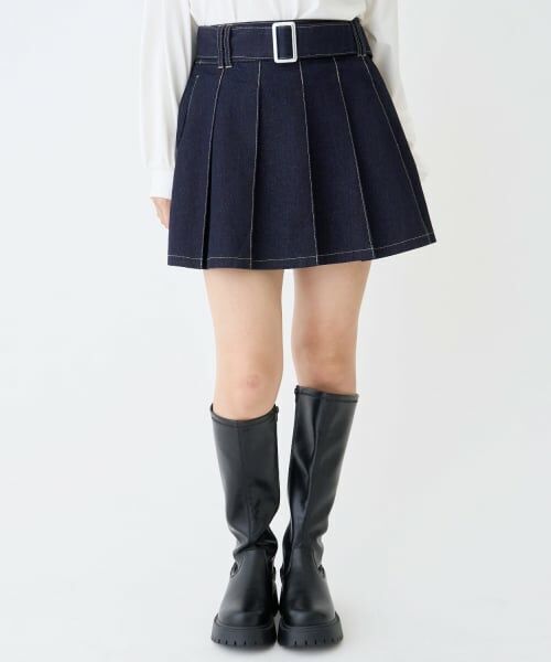 Lovetoxic / ラブトキシック ショート・ハーフ・半端丈パンツ | 【LTXC】美脚見えベルトつきデニムプリーツスカート | 詳細3