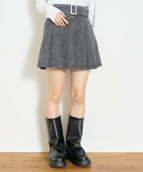 Lovetoxic / ラブトキシック ショート・ハーフ・半端丈パンツ | 【LTXC】美脚見えベルトつきデニムプリーツスカート | 詳細5