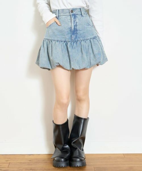 Lovetoxic / ラブトキシック ショート・ハーフ・半端丈パンツ | 【LTXC】デニムバルーンスカート（ブルー）