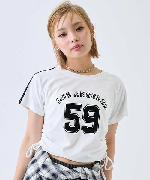 Lovetoxic / ラブトキシック Tシャツ | 【LTXC】【接触冷感/ひんやり】ドロストナンバーTシャツ（オフ ホワイト）