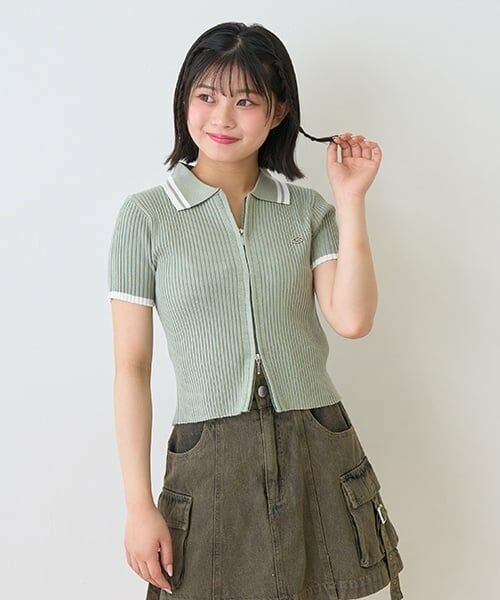 Lovetoxic / ラブトキシック ニット・セーター | 【LTXC】半袖衿ラインジップニット | 詳細12