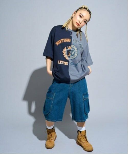 Lovetoxic / ラブトキシック Tシャツ | 【LTXC】【Dリーグ参戦チーム/CHANGE RAPTURES/AYUMI】ルーズハーフTシャツ（紺）