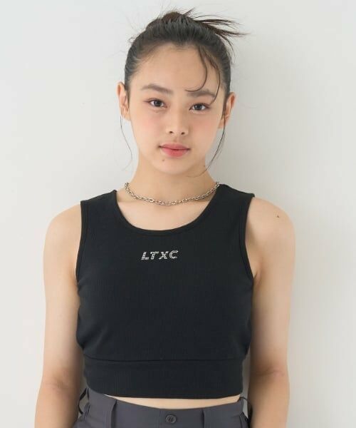 Lovetoxic / ラブトキシック キャミソール・チューブトップ | 【LTXC】【接触冷感/ひんやり】柄/無地短丈タンクトップ（黒）