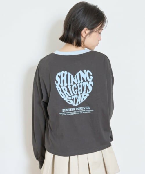 Lovetoxic / ラブトキシック Tシャツ | 【GOODPRICE】【LTXC】ハートバイカラー長袖Tシャツ（チャコール）