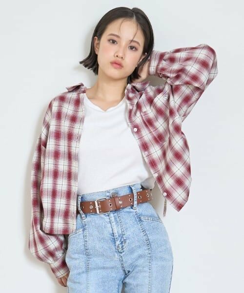 Lovetoxic / ラブトキシック シャツ・ブラウス | 【LTXC】インナーつきチェックシャツ（エンジ）
