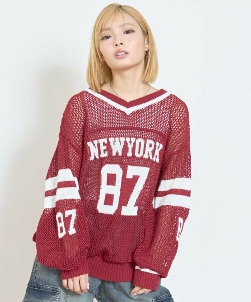 Lovetoxic / ラブトキシック ニット・セーター | 【LTXC】メッシュナンバーニットセット（エンジ）