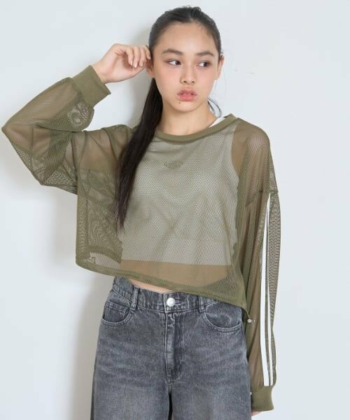 Lovetoxic / ラブトキシック Tシャツ | 【LTXC】インナーつきメッシュTシャツ（カーキ）