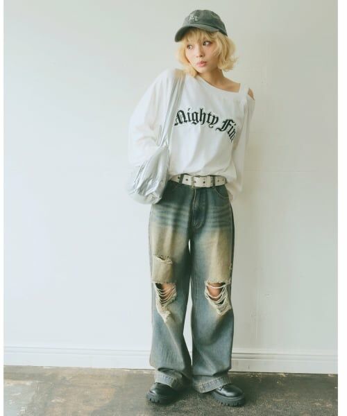 Lovetoxic / ラブトキシック Tシャツ | 【LTXC】ワンショル長袖Tシャツ（オフ ホワイト）