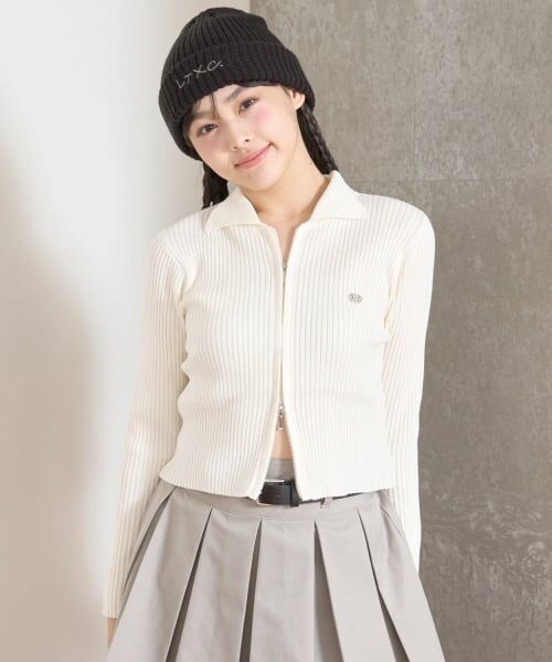 Lovetoxic / ラブトキシック カーディガン・ボレロ | 【LTXC】リブWZIPカーディガン（オフ ホワイト）