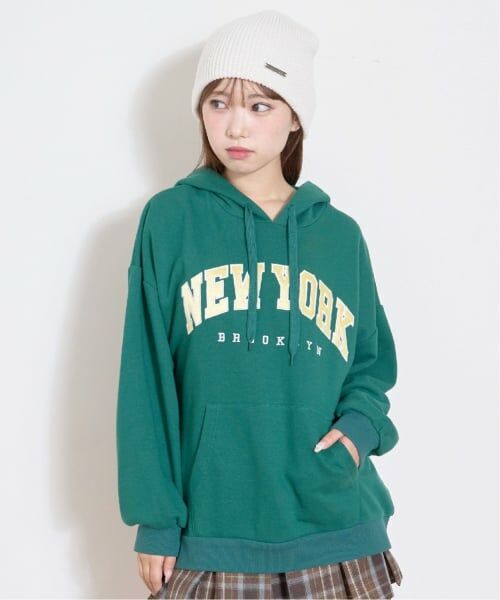 Lovetoxic / ラブトキシック パーカー | 【秒かわトップス】【LTXC】カレッジルーズパーカー（グリーン）