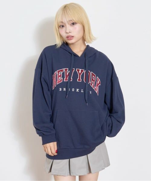 Lovetoxic / ラブトキシック パーカー | 【秒かわトップス】【LTXC】カレッジルーズパーカー（紺）