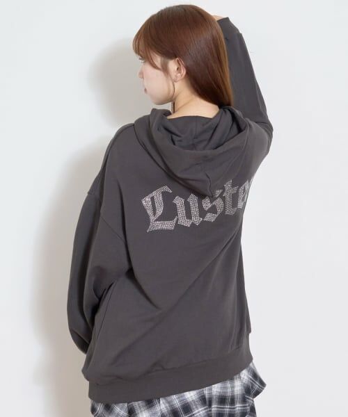 Lovetoxic / ラブトキシック パーカー | 【LTXC】バックラインストーンルーズプルパーカー（チャコール）