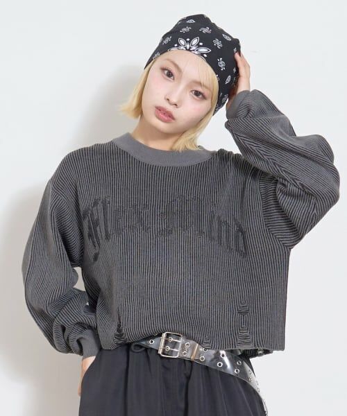 Lovetoxic / ラブトキシック ニット・セーター | 【LTXC】ロゴヴィンテージクロップドニット | 詳細1