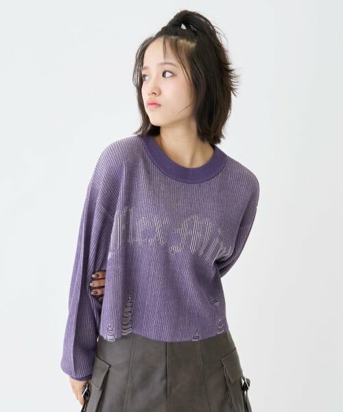 Lovetoxic / ラブトキシック ニット・セーター | 【LTXC】ロゴヴィンテージクロップドニット（パープル）