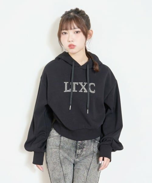 Lovetoxic / ラブトキシック パーカー | 【LTXC】裏シャギークロップドパーカー（黒）