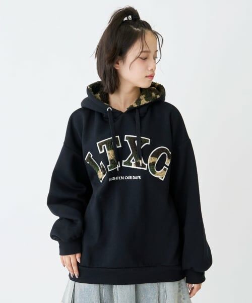 Lovetoxic / ラブトキシック パーカー | 【LTXC】【綿100％】裏起毛ボアロゴパーカー（黒）