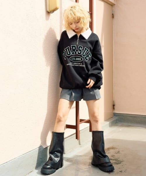 Lovetoxic / ラブトキシック スウェット | 【LTXC】裏起毛ハーフジップスウェット | 詳細1