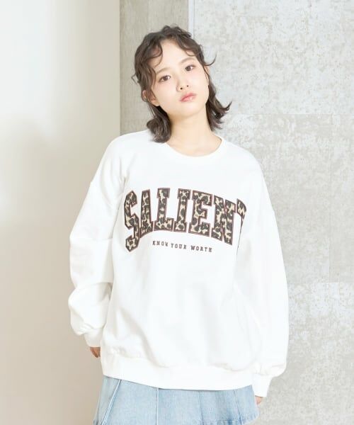 Lovetoxic / ラブトキシック スウェット | 【LTXC】【裏起毛】柄ロゴアップリケプルオーバー（オフ ホワイト）