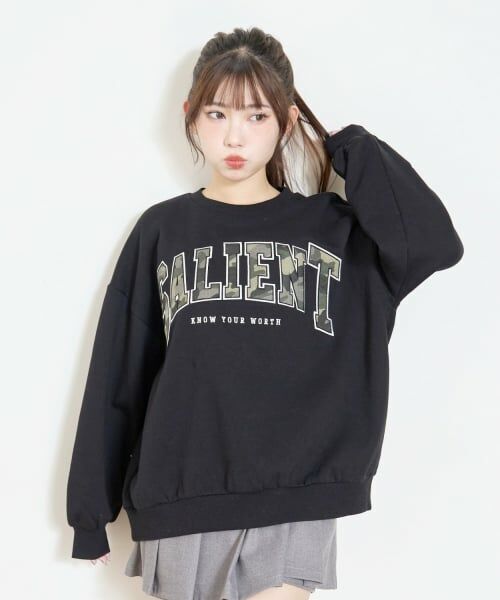 Lovetoxic / ラブトキシック スウェット | 【LTXC】【裏起毛】柄ロゴアップリケプルオーバー（黒）