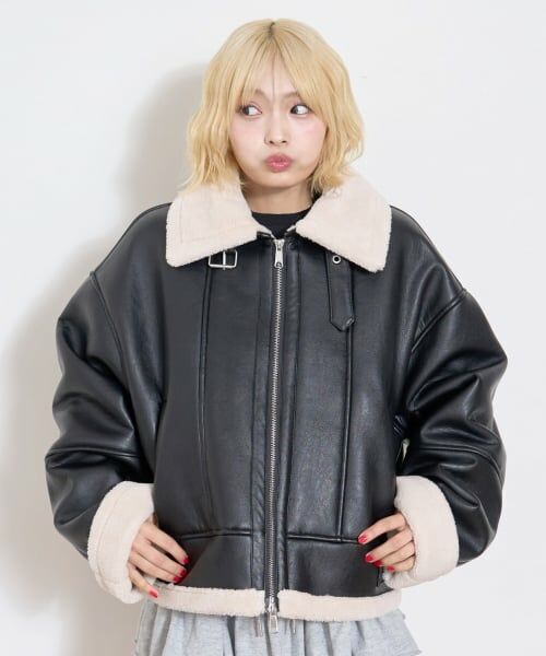 Lovetoxic / ラブトキシック ブルゾン | ムートンブルゾン（黒）